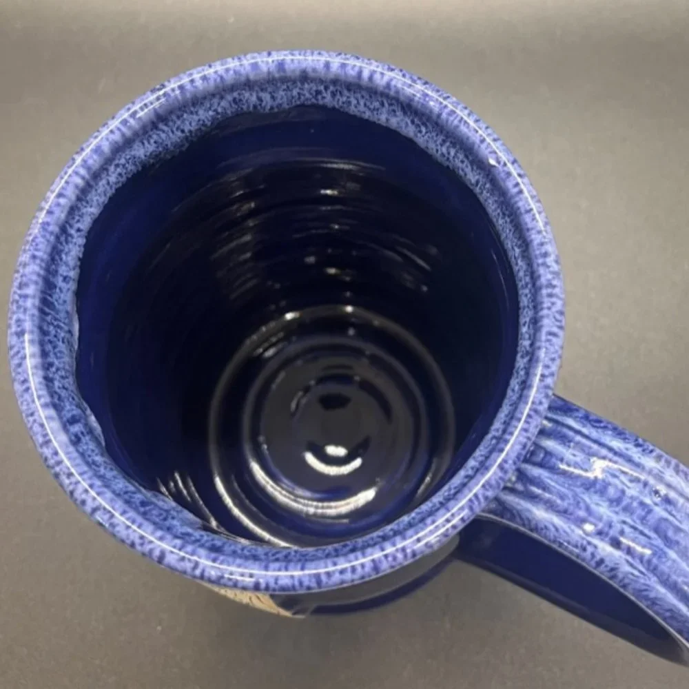 2003 Arizona Renaissance Festival Ceramic Pottery Mug Cup Blue Queen Lady Castle